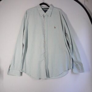 Ralph Lauren Classic Fit XXL Striped Button Down Long Sleeve Shirt Green Stripe